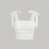 Solid Tie Shoulder Ruched Wide Strap Slim Fit Crop Top for Women Summer 2024 Y2K Clothes Pink Backless Cami Top Streetwear