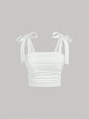 Solid Tie Shoulder Ruched Wide Strap Slim Fit Crop Top for Women Summer 2024 Y2K Clothes Pink Backless Cami Top Streetwear