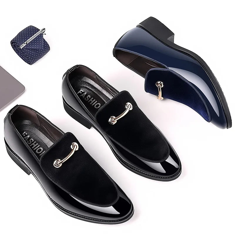 Herren Party Schuhe Schwarz Luxus Herren Formelle Lederschuhe Slipper Lackleder Business Casual Schuhe Loafer Große Größen Zapatos