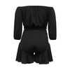 Customized Plus Size Women's Set Long Sleeve Slash Neck T-Shirt and Shorts 2025 Summer Ruched Two 2 Piece Set Outfits Tracksuit