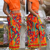 Two Piece Sets Women Outifit 2023 Summer Fashion Print Colorblock O-Neck Short Sleeve Crop Top & Casual Striped Pocket Skirt Set