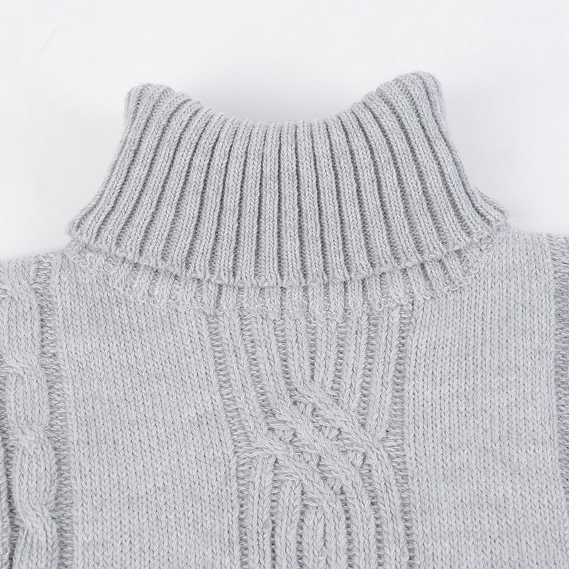 Autumn Winter Men's Warm Sweater Long Sleeve Turtleneck Sweater Retro Knitted Sweater Pullover Sweater