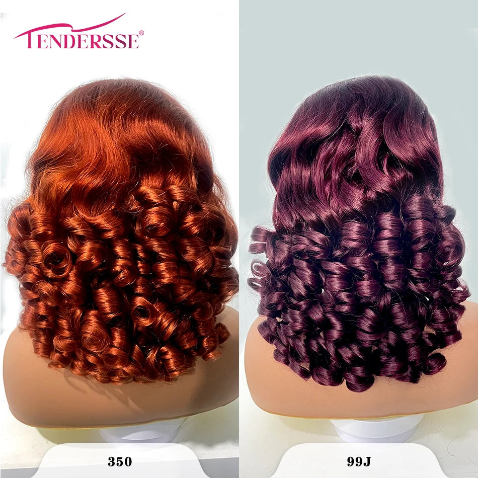 100 % vietnamesische Echthaarperücken, 250er Dichte, Ombre, Double Drawn, Bouncy Curly, Loose Wave, 13x4 HD Lace Front, klebefreie Perücke, vorgezupft