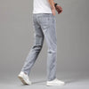 Sommer elastische Herrenjeans Mode Grau Bequeme Business Straight Stretch Baumwolle Casual Denim Hose Marke Männliche Dünne Hosen
