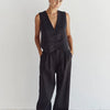 Clacive Summer White Linen Two Piece Set For Women 2023 Fashion Sleeveless Tank Top New In Matching High Waist Wide Pants Set
