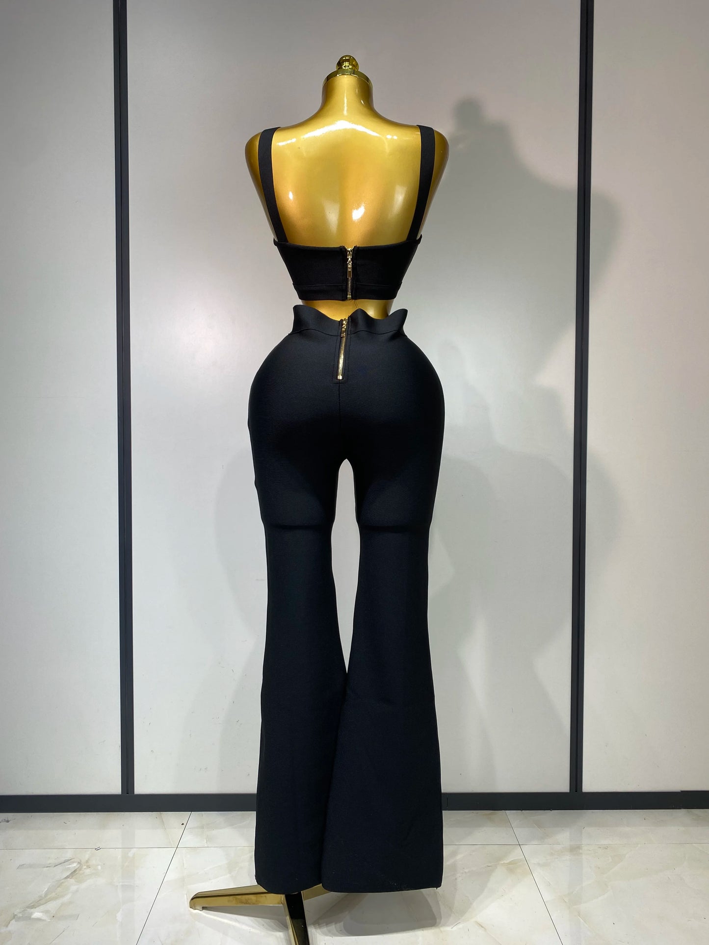 Damen Sexy Bandage Crop Top Hosen-Set Abendparty Club Luxus Geburtstag High Street Mode Elegant Luxus Geburtstags-Outfit