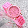 4er-Set Damen Silikonuhr Weiß, Pink, Rot, Schwarz Quarzuhr-Set