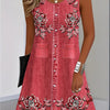 2025 Women Summer Sleeveless Bohemian Dress Fashion Imitate Cowboy Vest Flowers Print Dress Casual Tank Beach Dresses For Women
