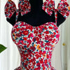 Elegant Floral Print A- Line Mini Dress with Bow Knot High Waist Slimming for Women Spring Season Fashion Casual Skirt