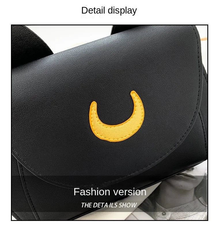 Summer Sailor Moon Ladies Handbag Black Luna Cat Shape Chain Shoulder Bag PU Leather Women Messenger Crossbody Small Bag Purses