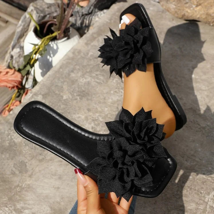 Fashion New Women'S Sandals Square Toe Flat Shoes Summer Simple Flip Flops Women'S Home Slippers Women'S Beach Shoes Casual Shoe