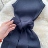 YuooMuoo Women Dress 2025 Summer Elegant Rib Knit Slim Waist Bandage Pencil Dress Office Lady Sleeveless Bodycon Sweater Dress