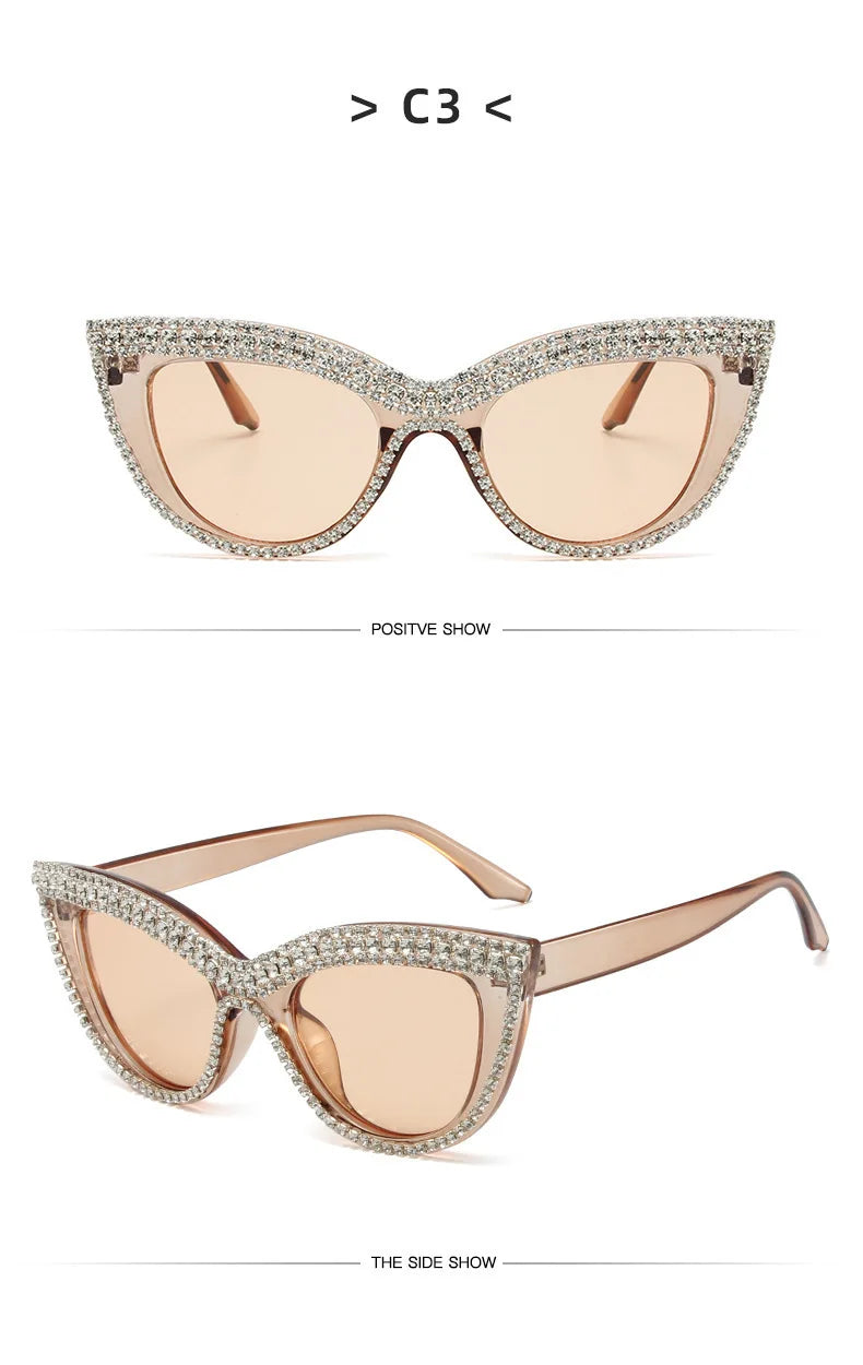 Blumen Katzenaugen Retro Strass Sonnenbrille für Damen Elegant Fashion Herren Trend Designer Outdoor Party Sonnenbrillen Eyewear