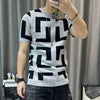 Luxury Men Autumn Knitted Tshirt 2024 Korean O-neck Short Sleeve Top Tees Streetwear Male Social Club Slim Fit Casual T-Shirt