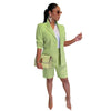2 Piece Set Blazer Short Suits Knee Length Pant Set Simple Solid Color Office Suit Lady Women Blazer Trousers Two Piece Set