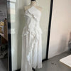 Chic pleated halter neck long vacation dress high quality purple strapless Lotus Edge Maxi Dress 2026 New Lady Vacation Gowns