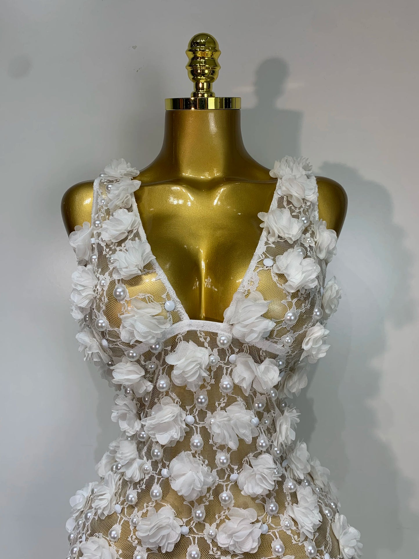 Women Luxury Pink Flowers Pearls Lace See Through Bodycon Mini Dress Birthday Photoshoot Evening Party Nightclub Stage Costume