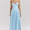 Mozision schulterfreies, rückenfreies, plissiertes Maxikleid für Damen, modisch, trägerlos, ärmellos, hohe Taille, eng anliegend, sexy, langes Kleid