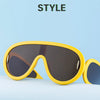 Oversized Wellen-Masken-Sonnenbrille Einteilige Damen-Sport-Y2K-Punk-Sonnenbrille für Damen 2024 Luxusmarke Steampunk-Brillen-Goggle