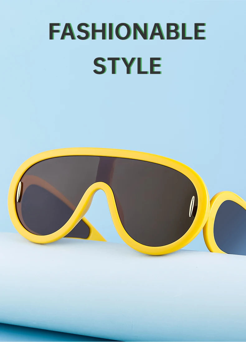Oversized Wellen-Masken-Sonnenbrille Einteilige Damen-Sport-Y2K-Punk-Sonnenbrille für Damen 2024 Luxusmarke Steampunk-Brillen-Goggle