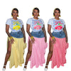 Streetwear Patchwork Jean Skirt Outfit Sexy Women Elegant Two Pieces Plaid Denim Club Matching Set Lady Casual Tracksuit