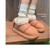 Bow Knot Short Ankle Snow Boots Women Winter Plush And Thick Insulation Waterproof PU Cotton Household Shoes Home Slipper Women