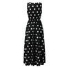 Elastic Waist V Neck Long Dress Sleeveless Print Side Slit Evening Party Dress Ladies Round Dot Printing Casual Sweet dress