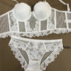 French Ladies Transparent Mesh Corset Sexy Shaper Thin Bra Set Night Club Sweet Cropped Top Girls Hot Bra and Panties Bralette