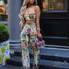 CM.YAYA Fashion Print Women's Set Strapless Top and Wide Leg tassel Pants Summer Cargo Street Two 2 Piece Set Outfit Tracksuit