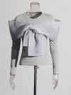 TWOTWINSTYLE Solid Spliced Bowknot T Shirt For Women O Neck Long Sleeve Patchwork Mesh Casual Temperament T Shirts Female Style