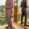 Men's Jacquard 2 Piece Suits Slim Fit Double Breasted Suit Jacket Pants Set Casual Wedding Casual Business