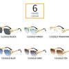 KAMMPT Vintage Rimless Sunglasses Men Women Fashion Oversized Square Shades Eyewear New Double Bridge Gradient UV400 Sun Glasses