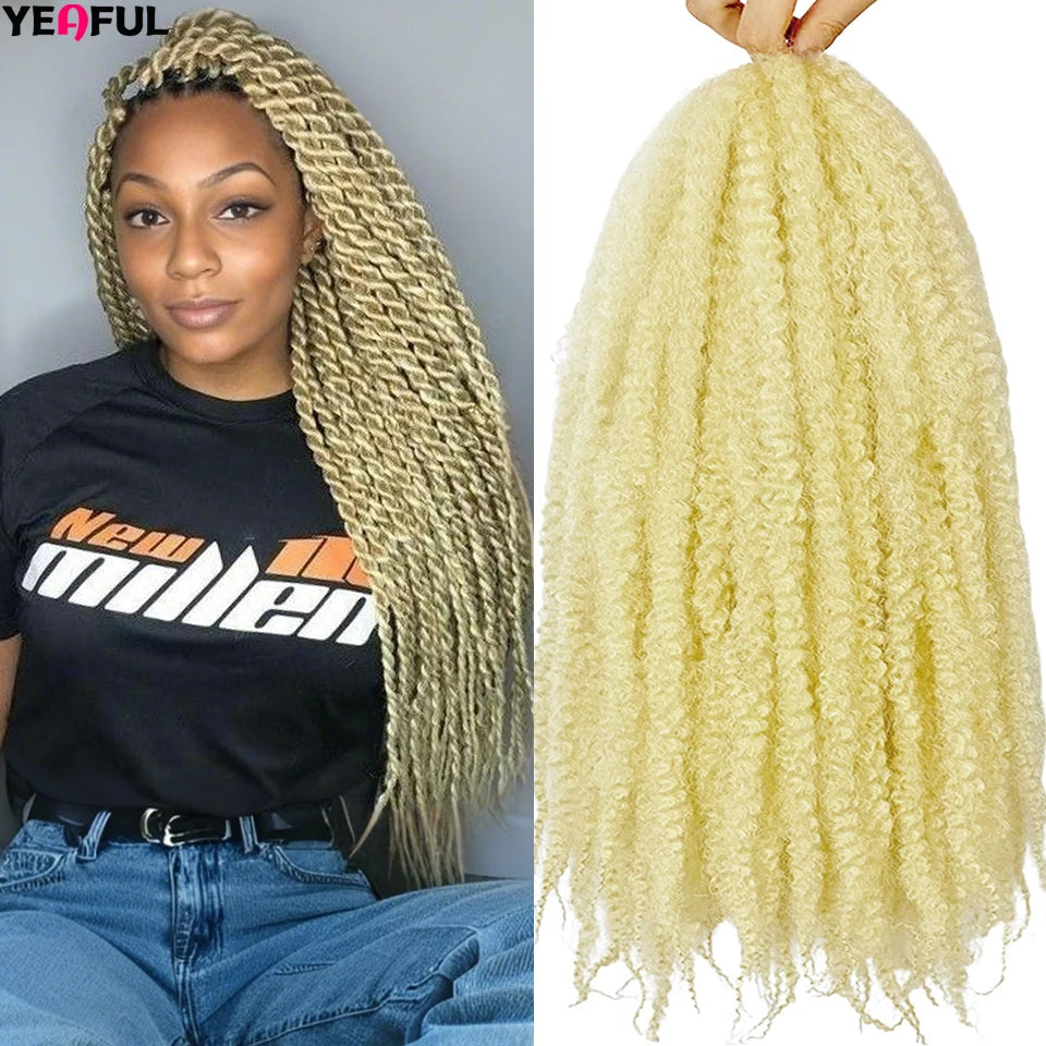 Yeaful 18 Inch Synthetic Marley Twist Braiding Hair Red Black Brown Ginger Bug Blonde #4 Pre Looped Marley Twists Crochet Hair