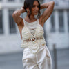 Fashion Pearl Beading Tops Wpmen V-neck Handmade Bra Top Ladies Party Female Elegant Beaded Vest Tops