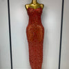 Luxury Rhinestones Sexy Mesh See Through Bodycon Dress Women Birthday Evening Cocktail party Gown Red Carpet Club Stage Outfit