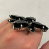 Fashion Black Crystal Ring Large for Women Free Shipping Luxury Adjustable Accessories Rhinestone Exaggerate Ring Finger Jewelry