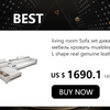 MANBAS Top Grain Echtes Leder Sofa mit Eckteil Modernes italienisches Ledersofa Große Bogenform Wohnzimmer Sofagarnitur