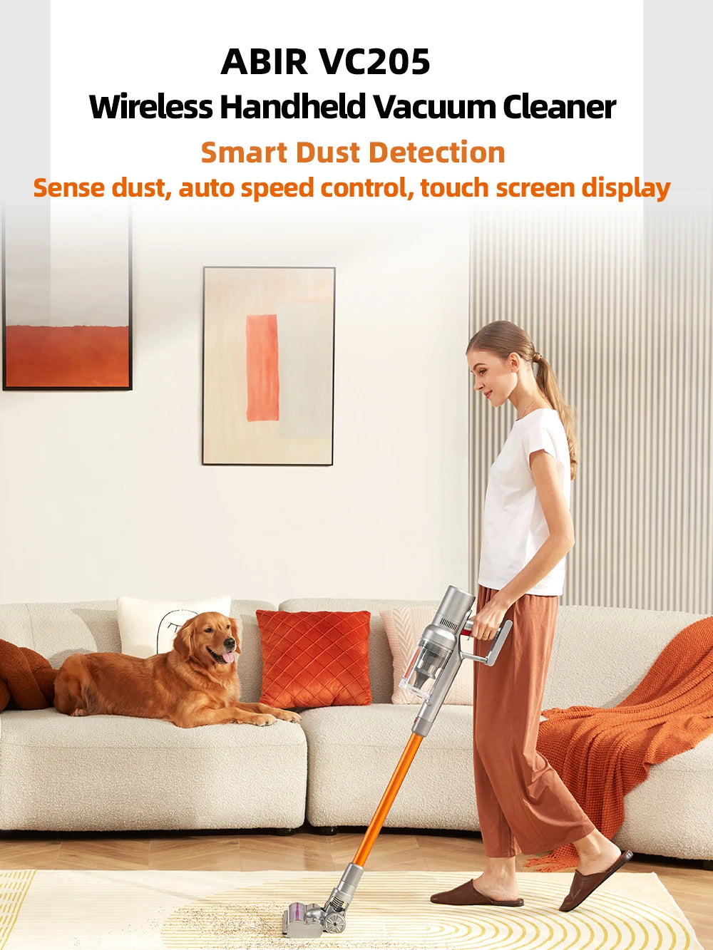 Wireless Handheld Vacuum Cleaner VC205,27000PA Suction,Smart Dust Sensor,Touch Screen,Portable Stick Cordless Vacuum for Home