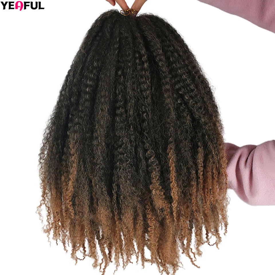 Yeaful 18 Inch Synthetic Marley Twist Braiding Hair Red Black Brown Ginger Bug Blonde #4 Pre Looped Marley Twists Crochet Hair