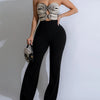 Damen-Jumpsuit 2025 Sommer Neu Temperament Modisch Sexy Ärmellos Gewebtes Band Trägerlos Rückenfrei Party Gerader Jumpsuit