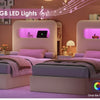 Twin LED Bed Frame , Kids Bed Frame with 2 Drawers and USB Ports, Velvet Upholstered Platform Bed Frame with Bookcase