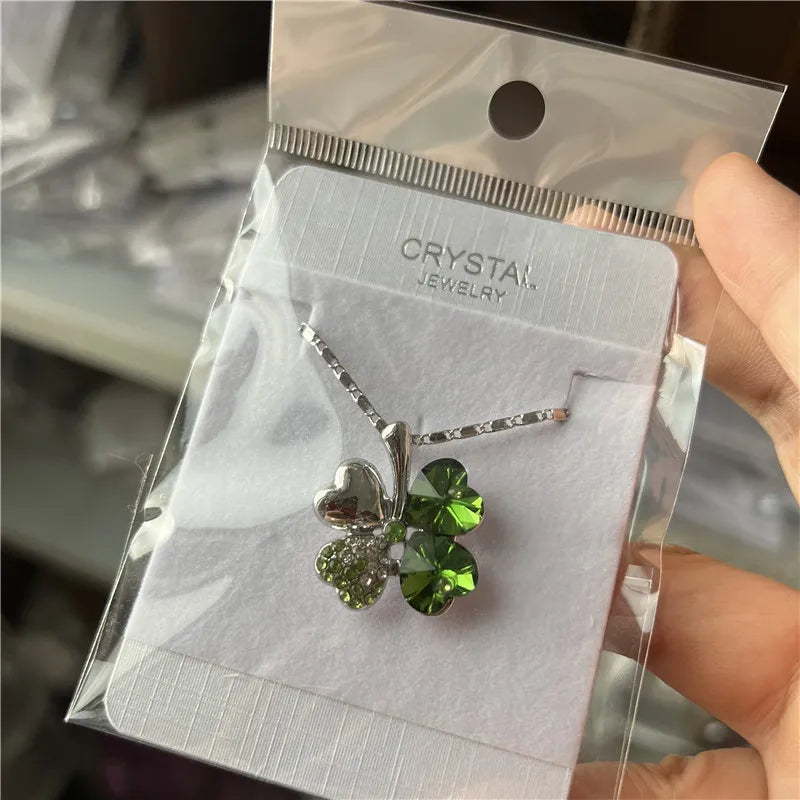 TRPOPSYN Crystal 4 Four Leaf Leaves Clover Pendant Necklaces Lover Birthday Gift Quality Fashion Jewelry Dropshipping Charm Girl