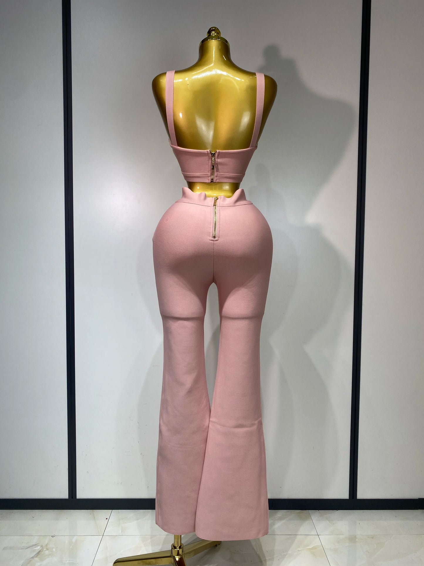 Damen Sexy Bandage Crop Top Hosen-Set Abendparty Club Luxus Geburtstag High Street Mode Elegant Luxus Geburtstags-Outfit