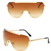 Metallische Oversized Punk Sonnenbrille Damen Semi-Randlose Schutzbrille Shield Lens Designer Große Sonnenbrille Damen Modeaccessoires