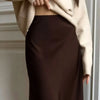 Wolfeel Freizeit Satin Damenrock Frühling Sommer Mode Locker Hoher Bund Maxi Röcke Elegant Einfacher Satin-Fischschwanzrock