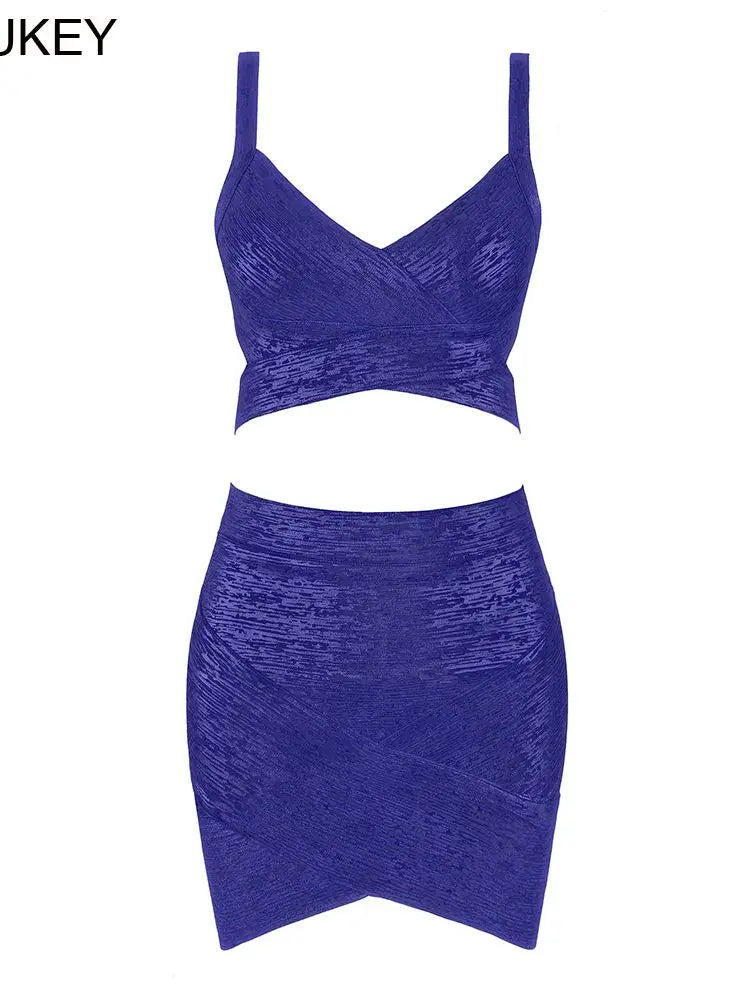 BEAUKEY Qualität 2-teiliges Set glänzendes Metallic Roségold Bodycon Top & Rock Neues Mini Kurzes Sexy Party Nachtclub Set