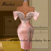 Stardust Luxury Off the Shoulder Homecoming Dress Pearls Slit Pleat Mini Saudi Arabric Illusion Cocktail Party Gown Customized