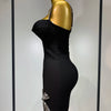 Damen Celebrity Sexy V-Ausschnitt Perlen Schwarz Mini Bodycon Bandage Kleid Luxus 2025 Gestrickte Elegante Abend Club Party Kleider