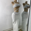Luxus Kristall Diamanten Top Rock Zweiteiler Damen Bandage Sets Weiß Schwarz Gestrickt Celebrity Abend Geburtstag Party Outfit
