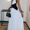 Weird Puss Halter Backless Dress Women Elegant Patchwork Corset Deep v-Neck Sleeveless Summer Elegan Birthday Party Vestidos